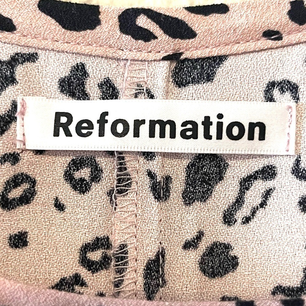 Reformation Leopard Slip Mini Dress Women Size M Pink Black Excellent Scoop Neck - Picture 6 of 8